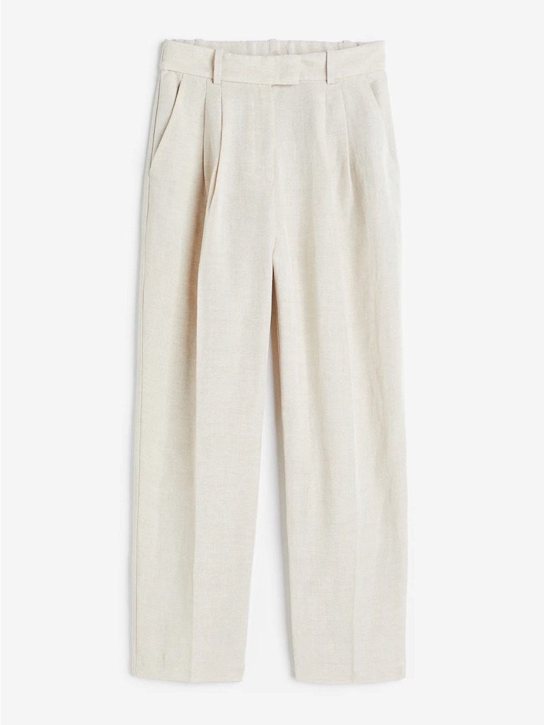 Brand New With Tags H&M Linen-Blend Light Beige Trousers